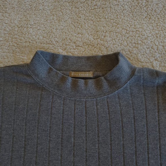 Men's Haggar Clothing Co. Charcoal Gray Mock Turtleneck Shirt, Size Large - Picture 1 of 7